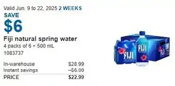 Costco Fiji natural spring water offer