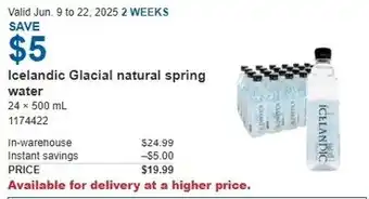 Costco Icelandic Glacial natural spring water offer