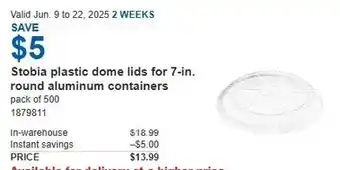 Costco Stobia plastic dome lids for round aluminum containers offer