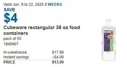 Costco Cubeware rectangular food containers offer