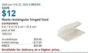 Costco Resto rectangular hinged food offer