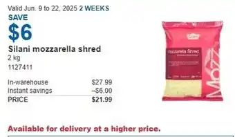 Costco Silani mozzarella shred offer