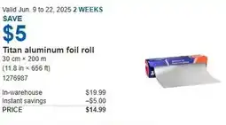 Costco Titan aluminum foil roll offer