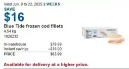 Costco Blue tide frozen cod fillets offer