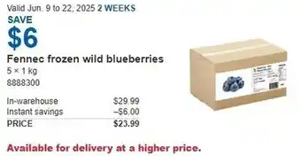 Costco Fennec frozen wild blueberries offer