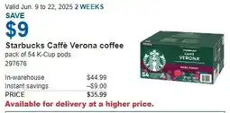 Costco Starbucks caffè verona coffee offer