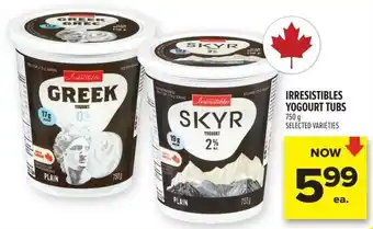 Metro Irresistibles yogourt tubs offer