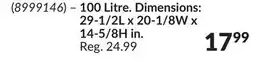 Princess Auto Power Fist Storage Boxes 100 Litre. Dimensions: 29-1/2L x 20-1/8W x 14-5/8H in offer