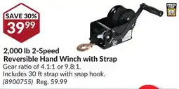 Princess Auto 2,000 lb 2-Speed Reversible Hand Winch with Strap offer