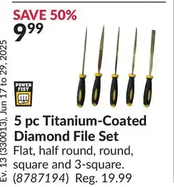 Princess Auto Power Fist 5pc Titanium-Coated Diamond File Set offer