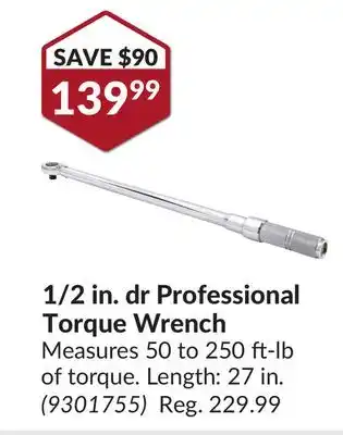 Princess Auto 1/2 in. dr Professional Torque Wrench offer