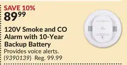 Princess Auto 120V Smoke and CO Alarm with 10-Year Backup Battery offer