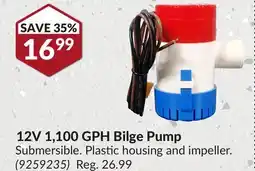 Princess Auto 12V 1,100 GPH Bilge Pump offer