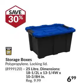 Princess Auto Power Fist Storage Boxes 25 Litre. Dimensions: 18-1/2L x 13-1/4W x 10-3/8H in offer