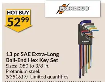 Princess Auto 13 pc SAE Extra-Long Ball-End Hex Key Set offer