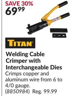 Princess Auto Titan Welding Cable Crimper with Interchangeable Dies offer