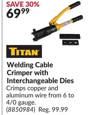 Princess Auto Titan Welding Cable Crimper with Interchangeable Dies offer