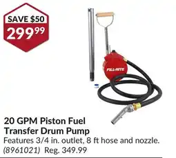 Princess Auto 20 GPM Piston Fuel Transfer Drum Pump offer