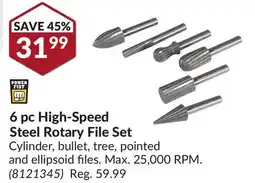 Princess Auto 6pc High-Speed Steel Rotary File Set offer