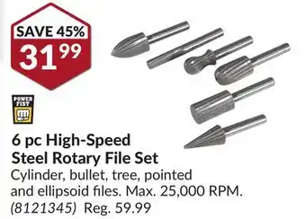 Princess Auto 6pc High-Speed Steel Rotary File Set offer