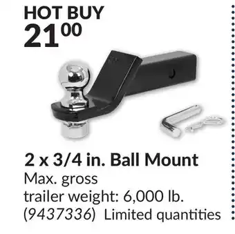 Princess Auto 2x3/4 in. Ball Mount offer
