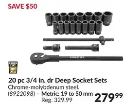 Princess Auto 20 pc 3/4in.dr Deep Socket Sets offer
