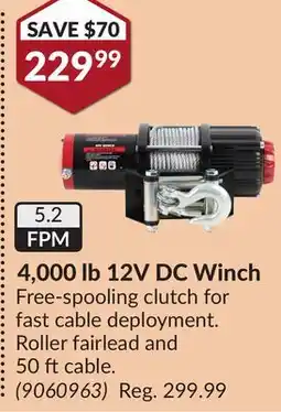 Princess Auto 4,000 lb12V DC Winch offer