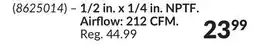 Princess Auto 1/2 in. x 1/4 in. NPTF. Airflow: 212 CFM offer