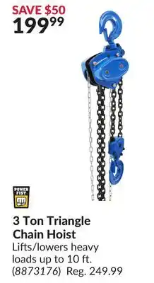 Princess Auto 3Ton Triangle Chain Hoist offer
