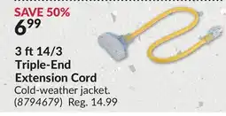 Princess Auto 3 ft 14/3 Triple-End Extension Cord offer