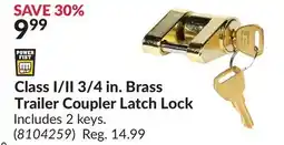 Princess Auto Class I/II 3/4in. Brass Trailer Coupler Latch Lock offer
