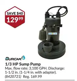 Princess Auto 1/3 HP Sump Pump offer