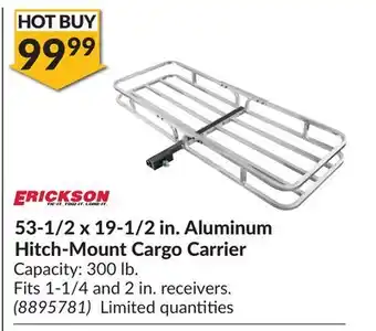 Princess Auto 53- 1/2 x 19-1/2 in. Aluminum Hitch-Mount Cargo Carrier offer