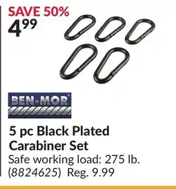 Princess Auto 5pc Black Plated Carabiner Set offer