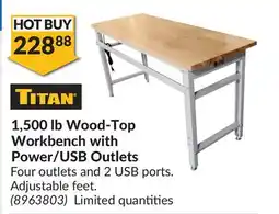 Princess Auto 1,500 lb Wood-Top Work bench with Power/USB Outlets offer