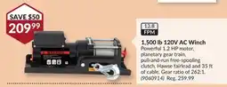 Princess Auto 1,500 lb 120V AC Winch offer