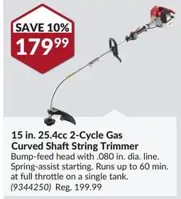 Princess Auto 15 in. 25.4cc 2-Cycle Gas Curved Shaft String Trimmer offer