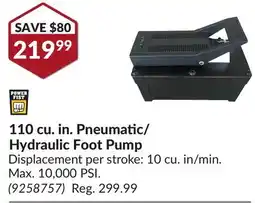 Princess Auto 110 cu. in. Pneumatic/ Hydraulic Foot Pump offer