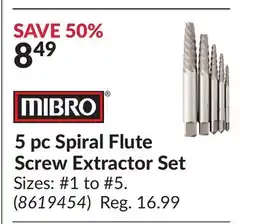 Princess Auto 5pc Spiral Flute Screw Extractor Set offer