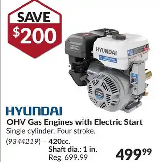 Princess Auto Hyundai OHV Gas Engines with Electric Start 420cc. Shaftdia.: 1 in offer