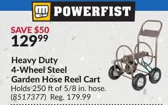 Princess Auto Heavy Duty 4-Wheel Steel Garden Hose Reel Cart offer