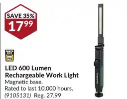 Princess Auto LED 600 Lumen Rechargeable Work Light offer
