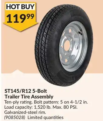 Princess Auto ST145/R125-Bolt Trailer Tire Assembly offer
