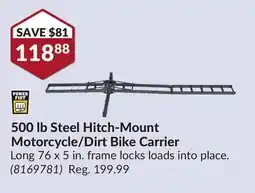 Princess Auto 500 lb Steel Hitch-Mount Motorcycle/Dirt Bike Carrier offer