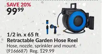 Princess Auto 1/2in.x65 Retractable Garden Hose Reel offer