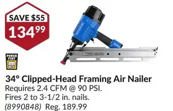 Princess Auto 34° Clipped-Head Framing Air Nailer offer
