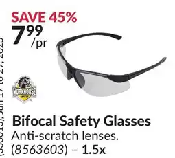 Princess Auto 1.5x Bifocal Safety Glasses offer