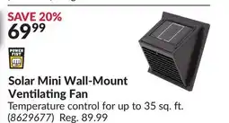 Princess Auto Solar Mini Wall-Mount Ventilating Fan offer