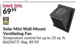 Princess Auto Solar Mini Wall-Mount Ventilating Fan offer