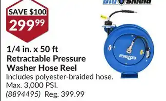 Princess Auto 1/4 in.x50 Retractable Pressure Washer Hose Reel offer